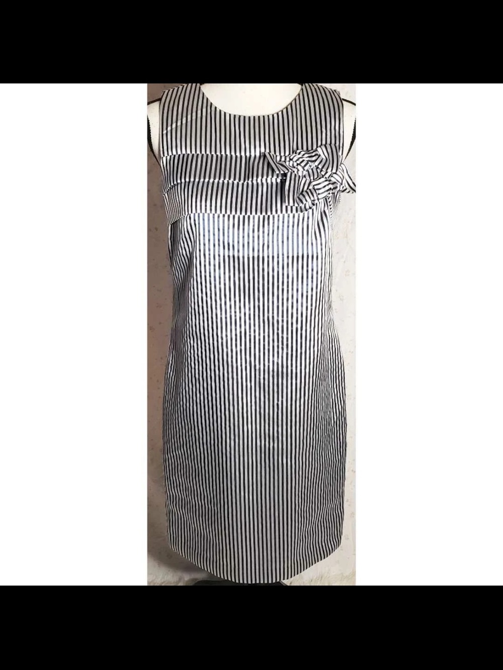 Banana Republic Blue and White Vertical Stripe Mini Dress with Bows